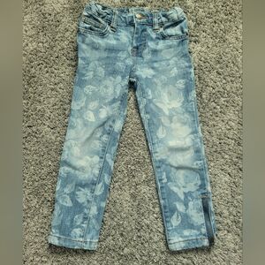 Floral Blue Kid's Jeans Size 4T Zipper Ankle